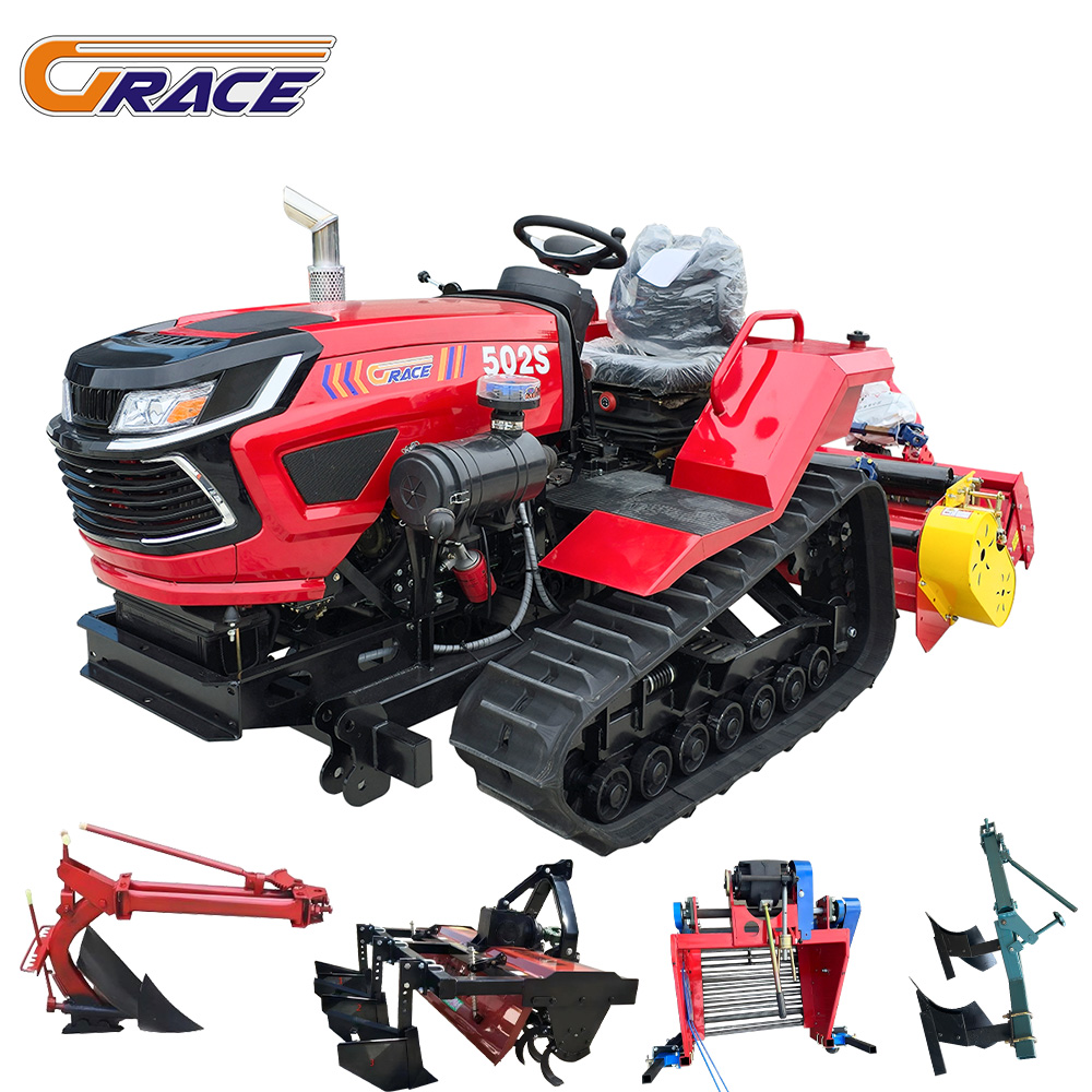 Tractor Backhoe - Cultivateur rotatif agricole sur chenilles de